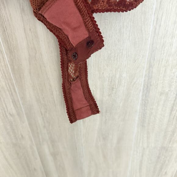 Free People Intimately Lace Bodysuit Womens XS Live It Up Terracota Red V-Neck - Picture 6 of 15